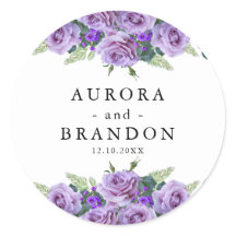 Paarse Waterverf Floral Elegant Wedding