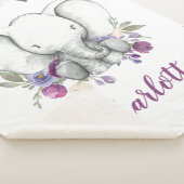 Paarse Waterverf Floral Elephant op maat Sherpa Deken (3/4)