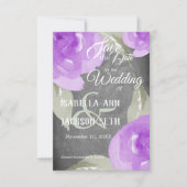 Paarse Waterverf Floral en Chalkboard Save The Date (Voorkant)
