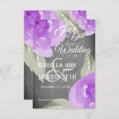 Paarse Waterverf Floral en Chalkboard Save The Date (Voorkant / Achterkant)
