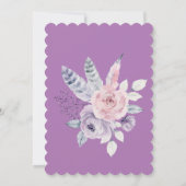 Paarse Waterverf Floral en Feathers Moederdag Kaart (Achterkant)