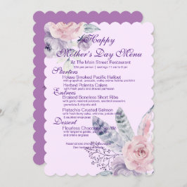 Paarse Waterverf Floral en Feathers Moederdag Kaart