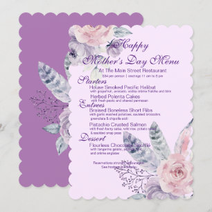 Paarse Waterverf Floral en Feathers Moederdag Kaart
