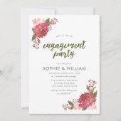 Paarse Waterverf Floral Engagement Party Kaart (Voorkant)