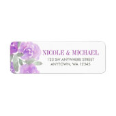 Paarse Waterverf Floral Garden Etiket (Voorkant)