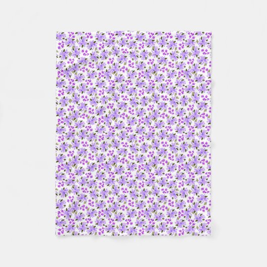 Paarse Waterverf Floral Garden Fleece Blanket Deken (Voorkant)