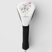Paarse Waterverf Floral gepersonaliseerd stijlvol Golfheadcover (Voorkant)