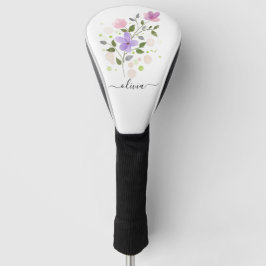 Paarse Waterverf Floral gepersonaliseerd stijlvol Golfheadcover