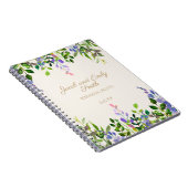Paarse Waterverf Floral Greenery Cream Wedding Notitieboek (Rechterzijde)