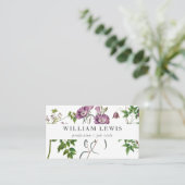 Paarse Waterverf Floral & Greenery Professional Visitekaartje (Staand voorkant)