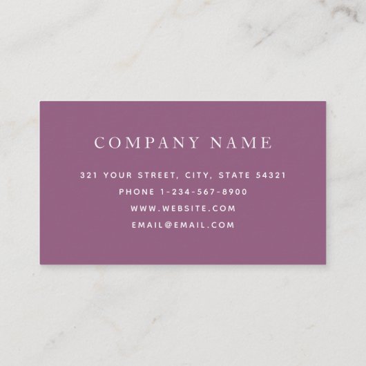 Paarse Waterverf Floral & Greenery Professional Visitekaartje (Achterkant)