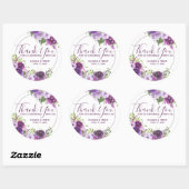 Paarse Waterverf Floral Hartelijk dank Ronde Sticker (Vel)