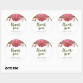 Paarse Waterverf Floral Hartelijk dank Ronde Sticker (Vel)