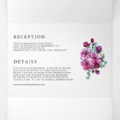 Paarse Waterverf Floral Heart Bouquet Wedding Drieluik Uitnodiging (Binnenkant midden)