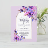 Paarse Waterverf Floral Lavender Arch Wedding Kaart (Staand voorkant)