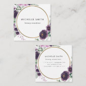 Paarse Waterverf Floral Modern Visitekaartje (Voorkant / Achterkant)