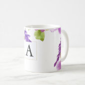 Paarse Waterverf Floral Monogram Koffiemok (Voorkant rechts)