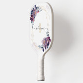 Paarse Waterverf Floral Monogram Script Name Pickleball Paddle (Links)