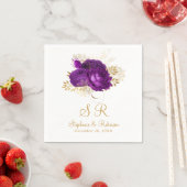 Paarse Waterverf Floral Monogram Weddenschap Servet (Insitu)