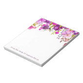 Paarse Waterverf Floral Name Persoonlijk Notitieblok (Linkerzijde)