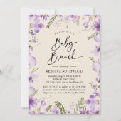 Paarse Waterverf Floral Neutral Baby Brunch Kaart (Voorkant)