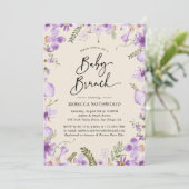Paarse Waterverf Floral Neutral Baby Brunch Kaart (Staand voorkant)