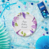  Paarse Waterverf Floral Papieren Bordje (Feest)