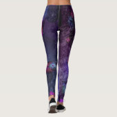 Paarse Waterverf Floral Pattern Leggings (Achterkant)
