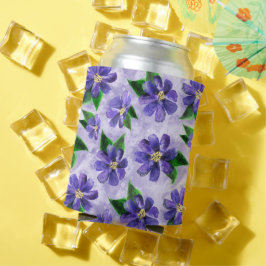Paarse Waterverf Floral Pattern Periwinkle Blikjeskoeler