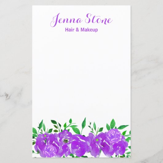 Paarse Waterverf Floral Peony Flower (Voorkant)