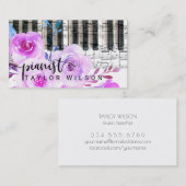 paarse waterverf floral pianist script visitekaartje (Voorkant / Achterkant)