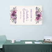 Paarse Waterverf Floral Quinceañera Welkom Banne Spandoek (Beurs)