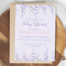 Paarse Waterverf Floral Schattige Baby shower