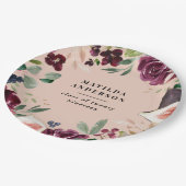 Paarse waterverf floral + script afstuderen dag papieren bordje (Gekanteld)