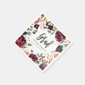 Paarse waterverf floral + script graduatie party servet (Hoek)