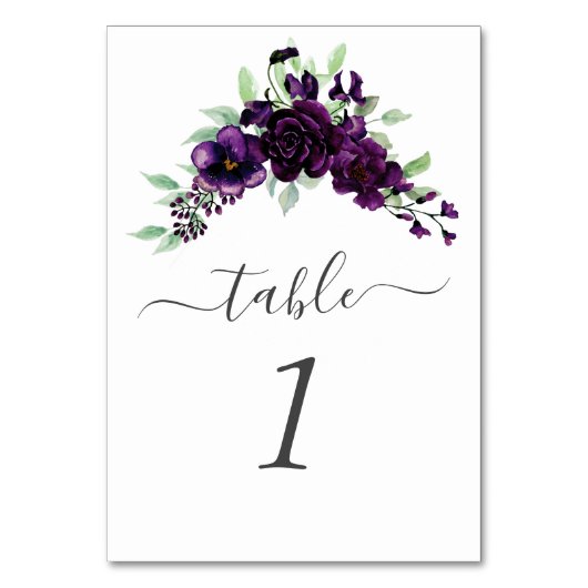 Paarse Waterverf Floral Spray Wedding Kaart (Voorkant)