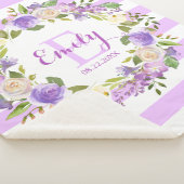 Paarse Waterverf Floral Stripes Girl Nursery Baby Sherpa Deken (3/4)