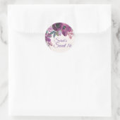 Paarse Waterverf Floral Sweet 16 Birthday Ronde Sticker (Tas)