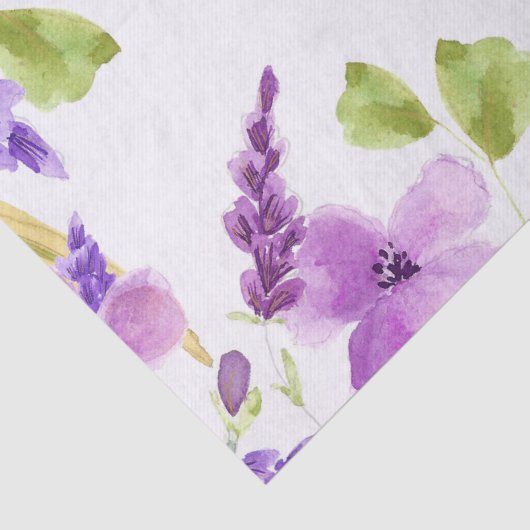 Paarse Waterverf Floral Tissuepapier (Detail)