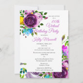 Paarse Waterverf Floral virtuele verjaardag Kaart (Voorkant)