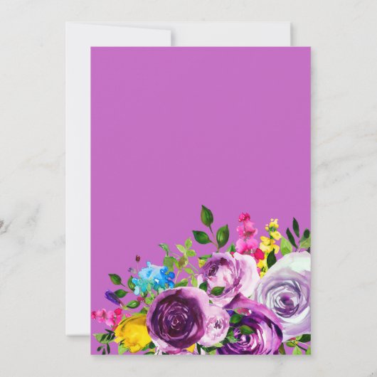 Paarse Waterverf Floral virtuele verjaardag Kaart (Achterkant)