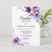 Paarse Waterverf Floral Vrijgezellenfeest Kaart (Staand voorkant)