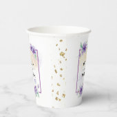 Paarse Waterverf Floral Weddenschap Cup Papieren Bekers (Rechts)