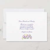 Paarse Waterverf Floral Wedding Foto Bedankkaart (Achterkant)