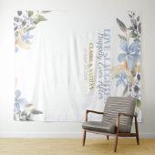 Paarse Waterverf Floral Wedding Foto Booth Wandkleed (In Situ (horizontaal))