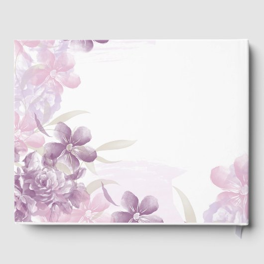 Paarse Waterverf Floral Wedding Guest Book Gastenboek (Achterkant)