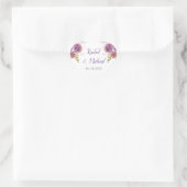 Paarse Waterverf Floral Wedding Hart Sticker (Tas)