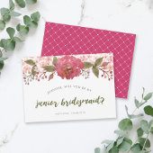 Paarse Waterverf Floral Wedding Junior Bridesmaid Kaart