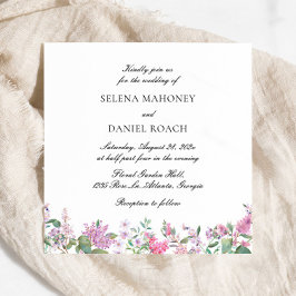 Paarse Waterverf Floral Wedding Kaart