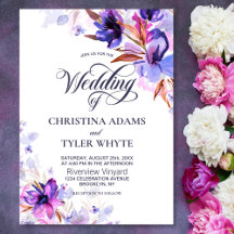 Paarse Waterverf Floral Wedding